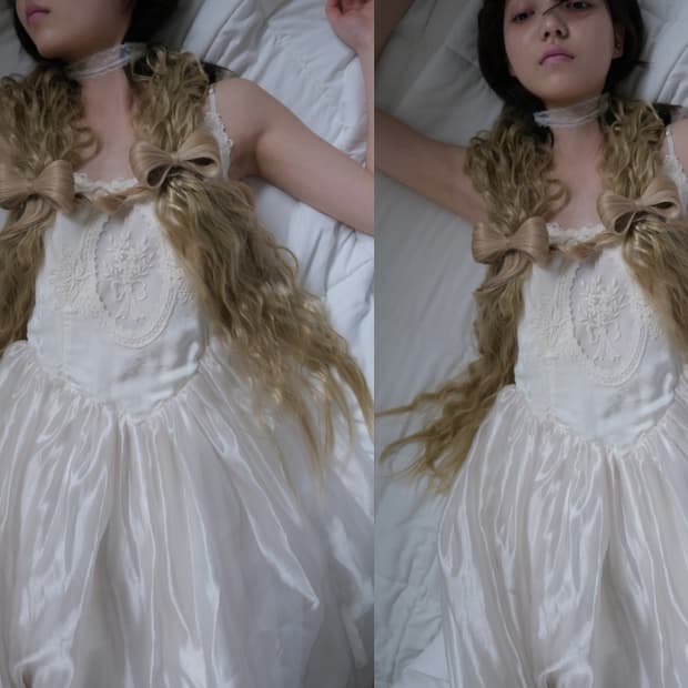 르콩 모티브 레이스 원피스 