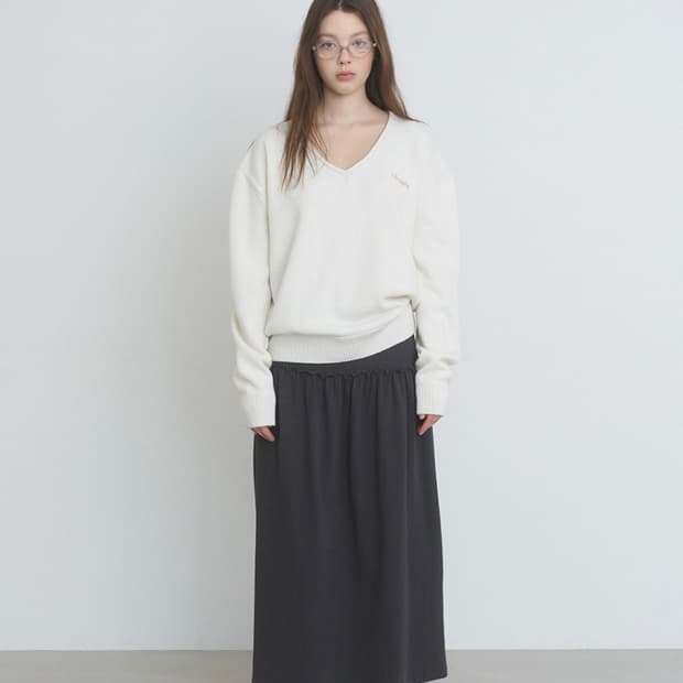 (1회착용) 러브바이무드 테라스 셔링 스커트 _ 차콜