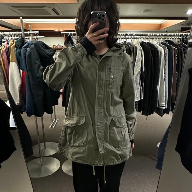 OS)INGRID 빈티지 여성 플리스 후드 야상 자켓