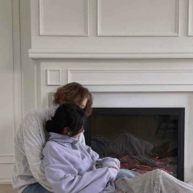 팩더널드 플리스 아노락, 니트 스커트 코디 세트