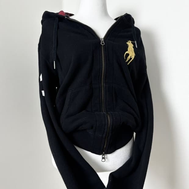 폴로 빅포니 체크 후드집업