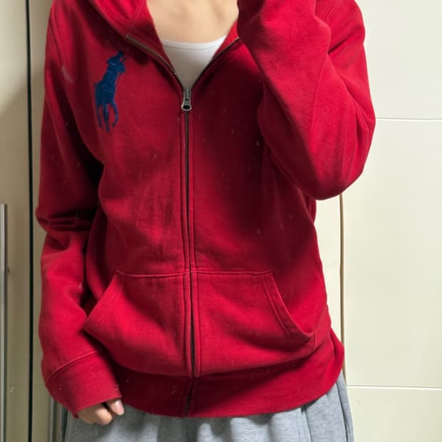 폴로 랄프로렌 레드 후드집업 