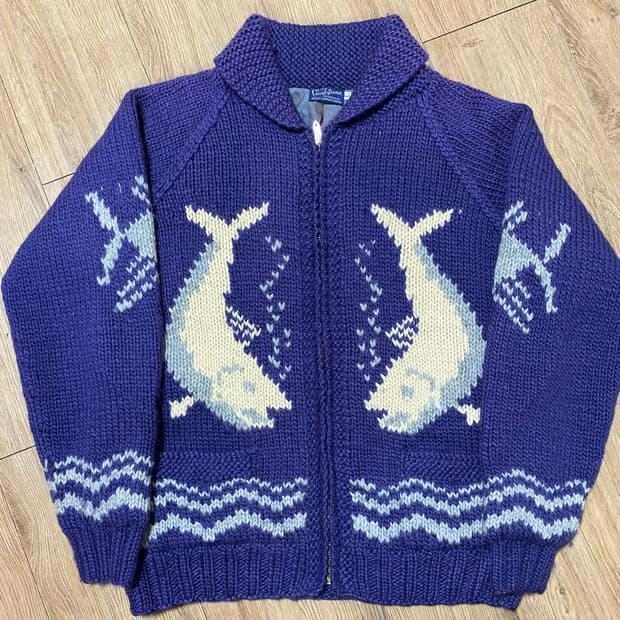 빈티지 고래 코위찬 집업