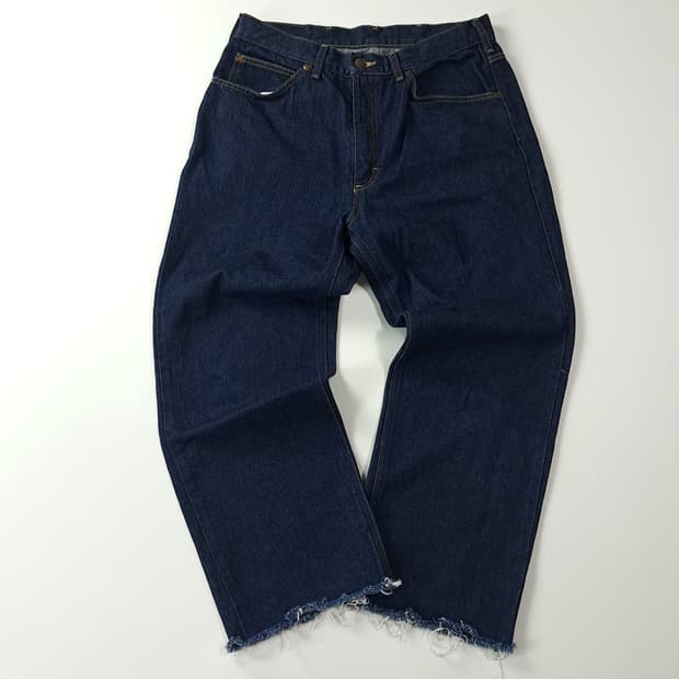 CJ572 34 리 LEE 90s 일본판 다크인디고 컷오프 데님 팬츠