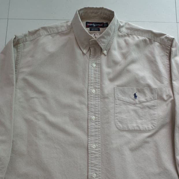 90s 폴로 랄프로렌 빅셔츠 카키 버튼다운 옥스포드 셔츠 L