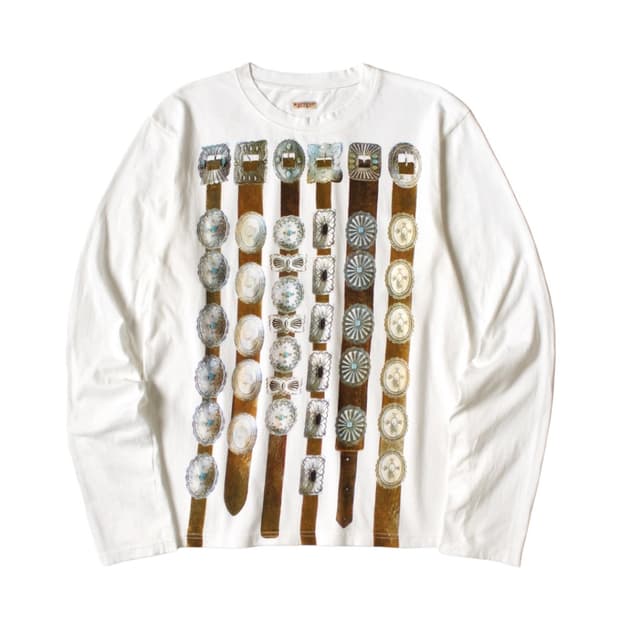 캐피탈 롱슬리브 20 커튼 콘초 프린트 저지 크루 롱 티셔츠