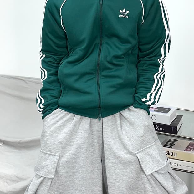 아디다스 그린 슈퍼스타 트랙탑 져지 L