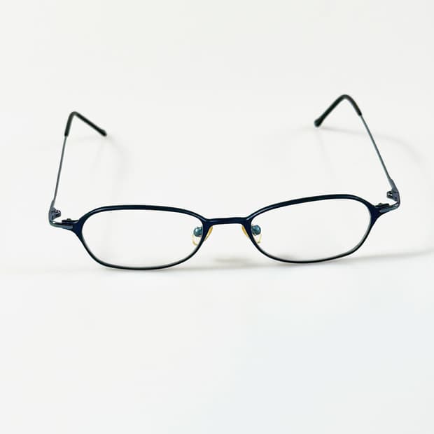 90s 네이비 슬림 오벌 메탈 프레임 빈티지 안경