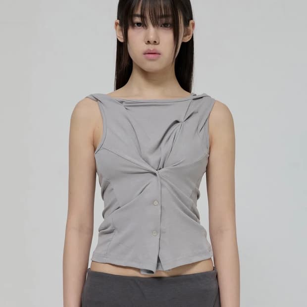 플레어업 Asymmetric Snap Hoodie Gray