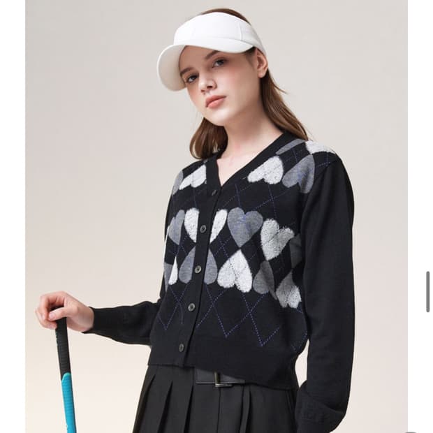 디마레 골프복 하트 아가일 가디건 / 클로브 캘러웨이 마르디