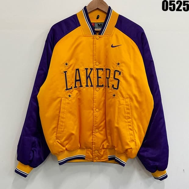 나이키 NBA 협업 로스앤젤레스 레이커스 새틴 봄버 자켓 M 0525