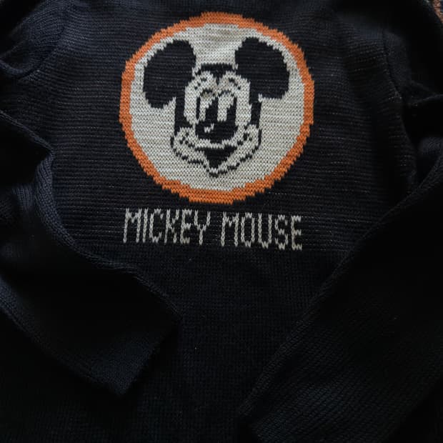 vtg Mickey mouse hand made boya knit 