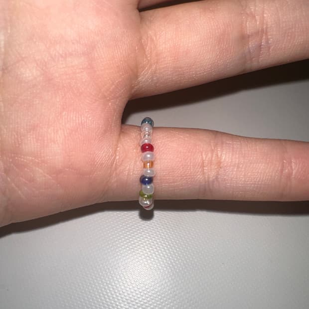 옥빛 원석st 비즈 반지 white