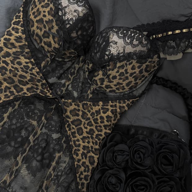 빈티지 대대장 갸루 호피 코르셋