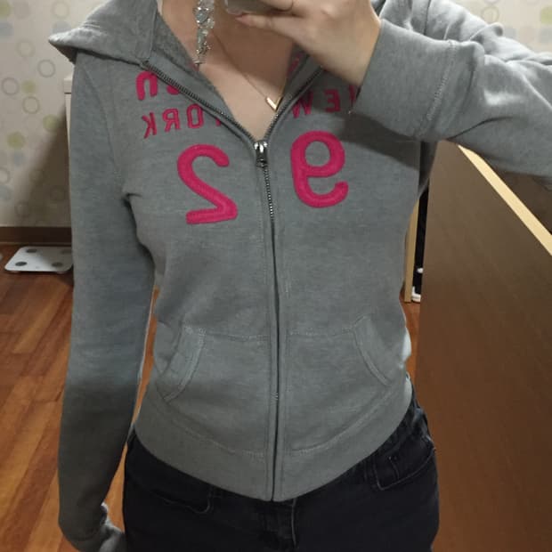 아베크롬비 딱붙 그레이 후드집업