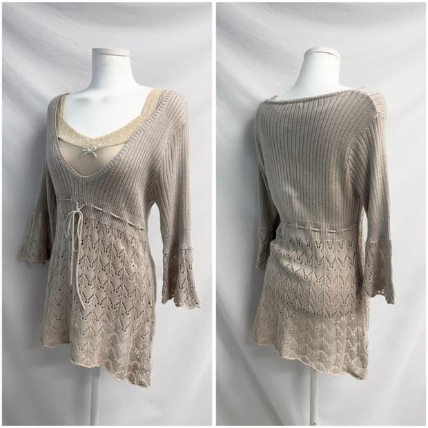 펀칭 레이스 니트 원피스