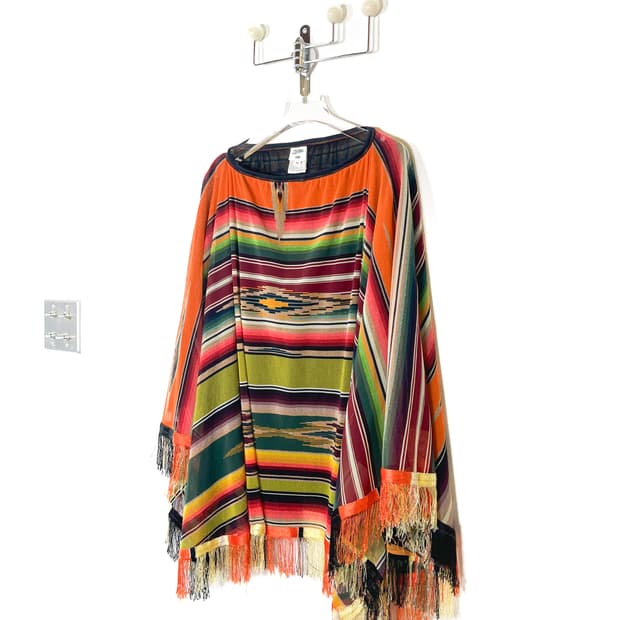 장 폴 고티에 메쉬 프린지 판초 / J