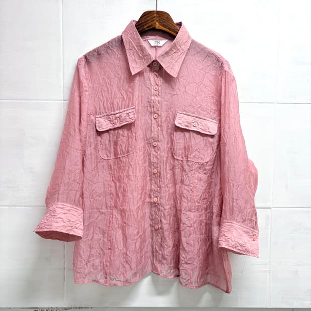 TR 오간자 핑크 셔츠 블라우스 JPN