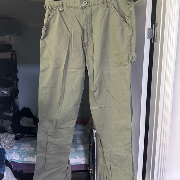 [L] 재팬 유니클로 싱글니 카펜터 팬츠 카키