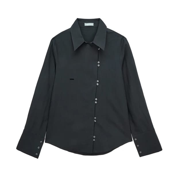 허그유어스킨 사선 버튼업 셔츠 차콜