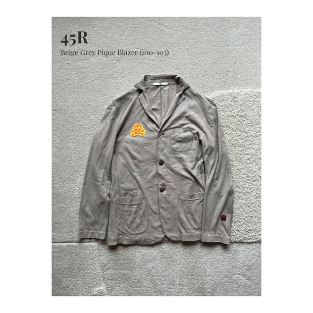 45R 베이지 그레이 피케 블레이저 (100-103)