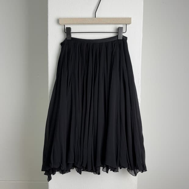 DEUXIEM CLASSE Black Silk Pleats Skirt