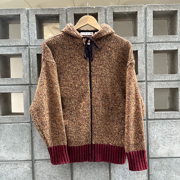 마르니 유니클로 믹스 컬러 얀 니트 후드 집업