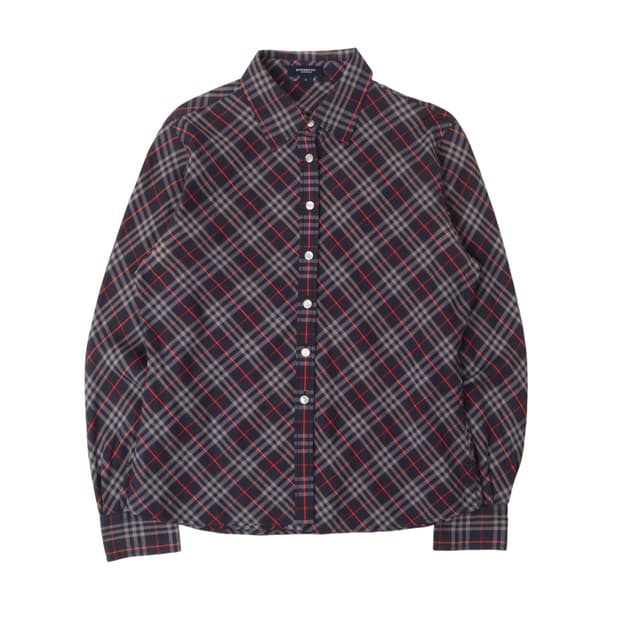 버버리 우먼스 네이비 노바체크 셔츠