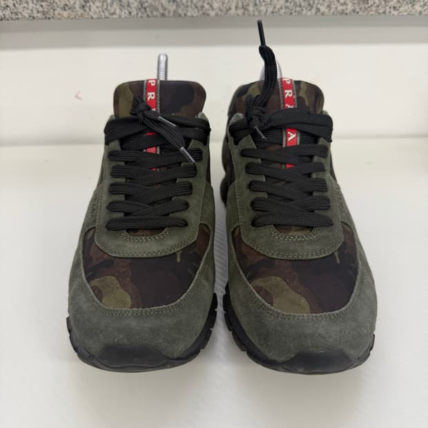 정품) 프라다 남성 카모플라쥬 나일론 스웨이드 스니커즈 8