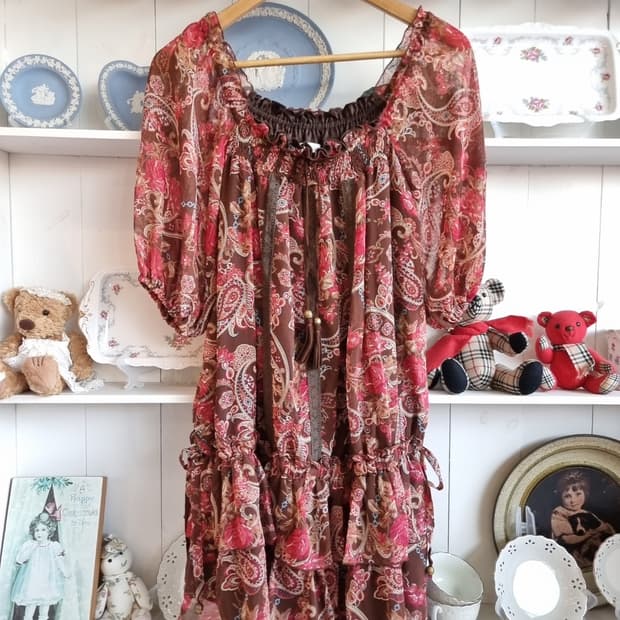 리즈리사(Liz Lisa) 빈티지 페이즐리 시폰 원피스