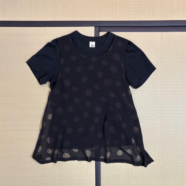 Noir Kei Ninomiya 꼼데가르송 도트 시스루 레이어드 티셔츠