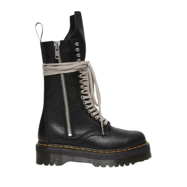 닥터마틴 x 릭오웬스 1918 RO 레더 레이스 업 플랫폼 부츠 블랙