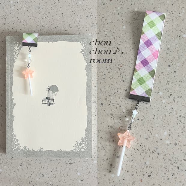리본 펜던트 책갈피 ⊰sweet star candy⊱ bookmark