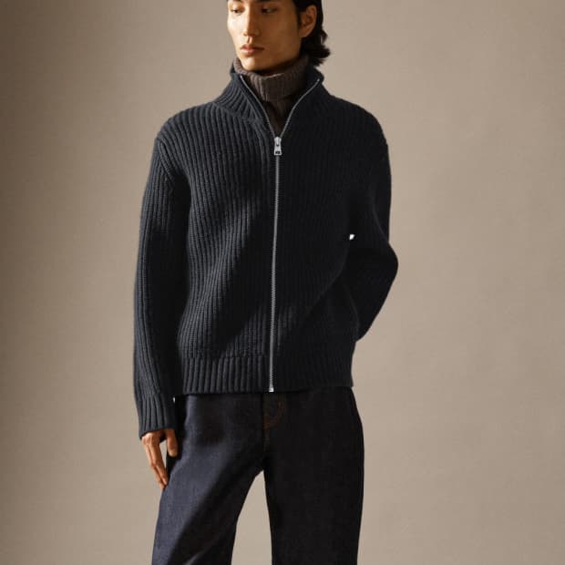 (XL) 코스 COS  퍼널넥 니티드 울 자켓