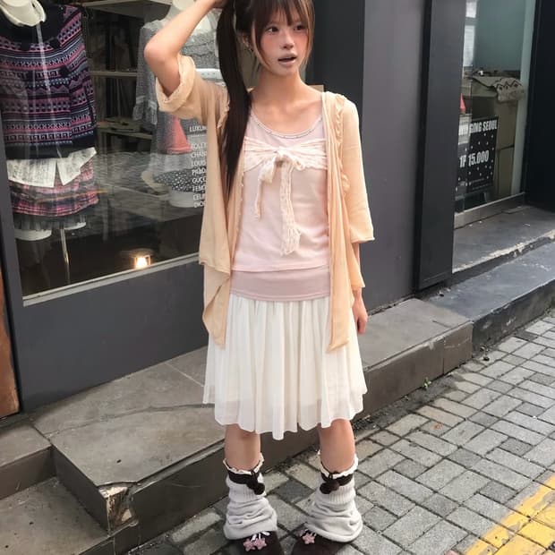 𖤐하구미 핑크 도트 레이어드set𖤐 