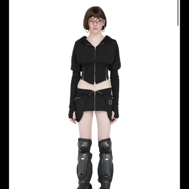 Kimyo 키묘 모토 집 스커트 블랙