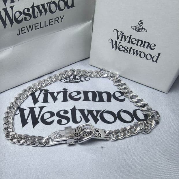비비안웨스트우드 아카이브 레터링 orb 각인 초커체인 목걸이