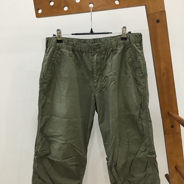 일본빈티지 카키색 카프리팬츠