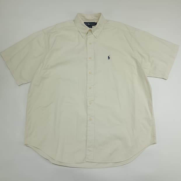 Co524 XL 폴로 랄프로렌 90s USA 크림화이트 반팔 셔츠 남방