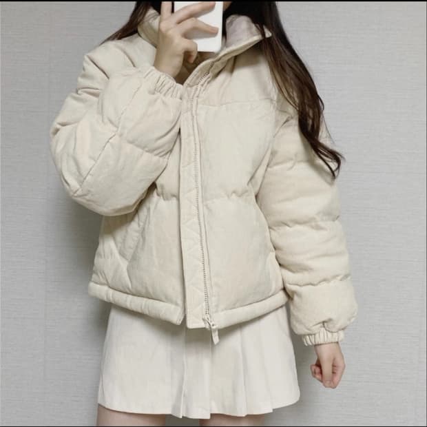 후아유 유니 코듀로이 숏푸퍼 크림 S