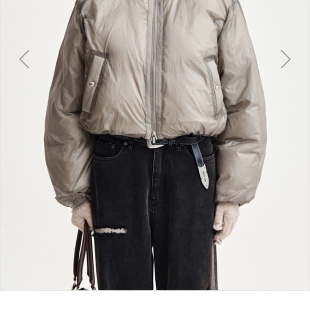 마뗑킴 패딩 백 로고 후디 숏다운 베이지 S 새상품