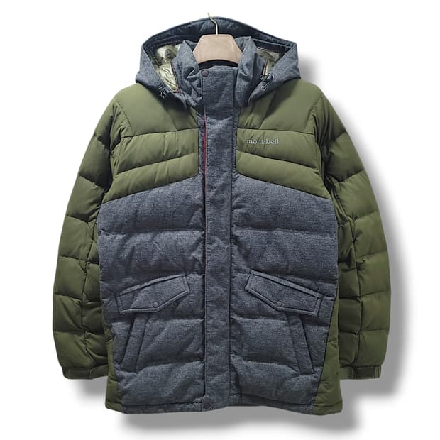 [105] 몽벨 카키 배색 후드 구스다운 패딩