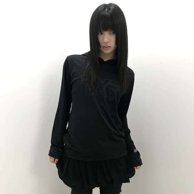 EXR black mesh mix sporty hooded sleeve