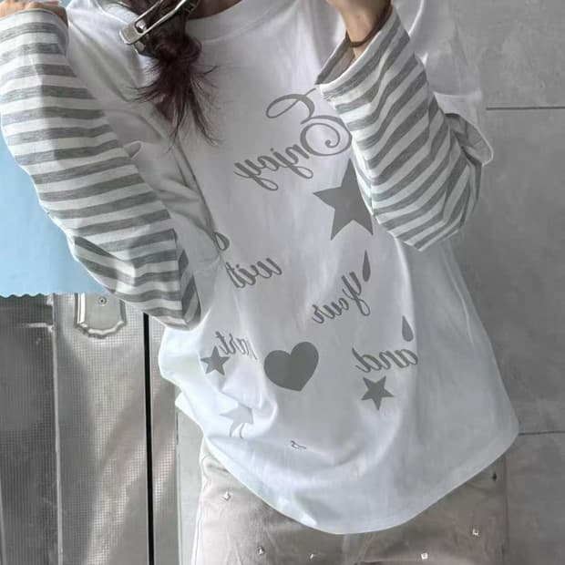 줄무니 스트라이프 레이어드 티