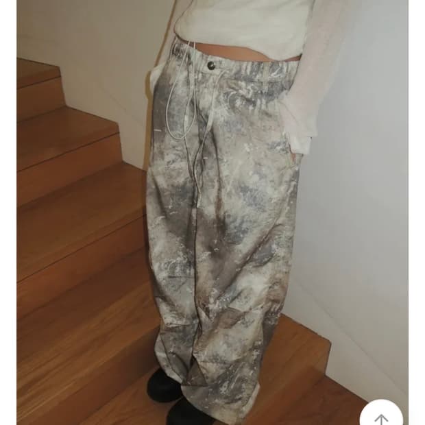 베이닝 카모 리얼트리 밀리터리 페인트 밴딩 와이드 팬츠