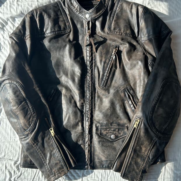 (동일사이즈 교환or판매)rrl 슬림핏 레더모토자켓 m