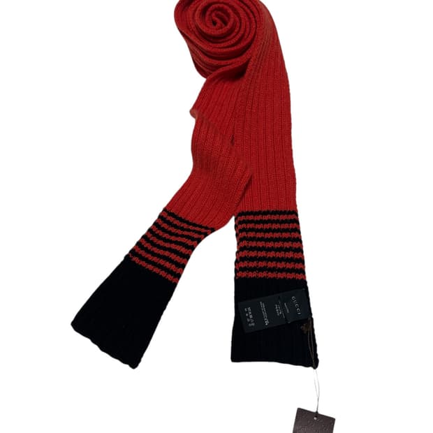 구찌 오렌지/블랙 울 머플러