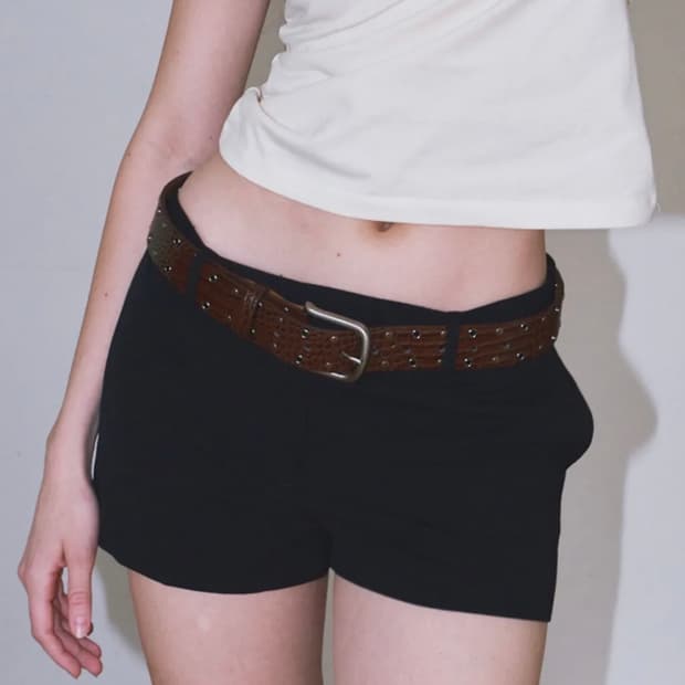 밀로 우먼 스터드 아일렛 레더 벨트 브라운