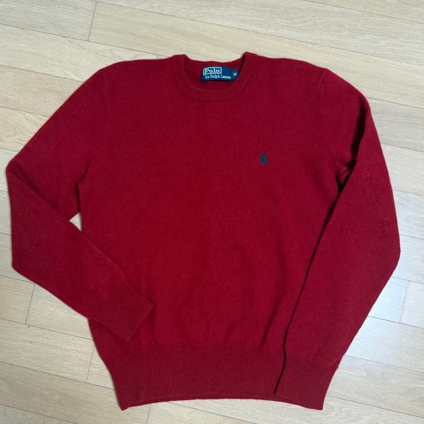 폴로 램스울 레드 니트