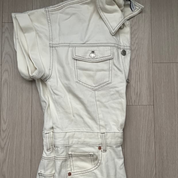 Zara 아이보리 데님 오버롤 점프수트